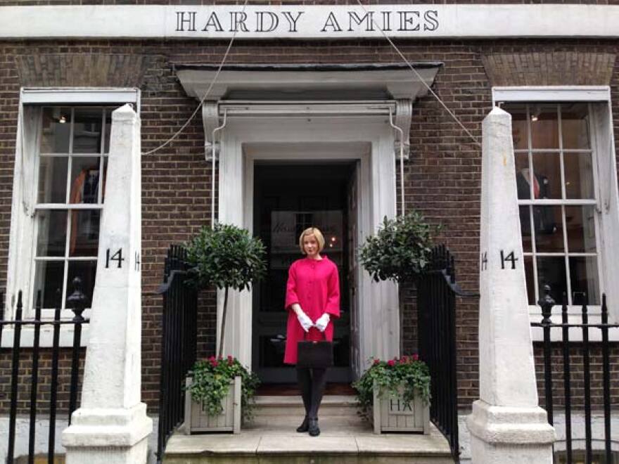 Lucy Worsley, Chief Curator at Historic Royal Palaces at Hardy Amies.