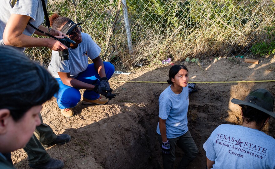 Dr. Kate Spradley, professor of Anthropology at Texas State University, leads a team of anthropology students in exhuming and identifying the remains of migrants buried on the southern border of Texas. Referring to the Argentine Forensic Anthropology Team, who serve as a model for her work, she says, <i>"they have a process that has such dignity and respect. We wanted to just replicate what they did."</i>