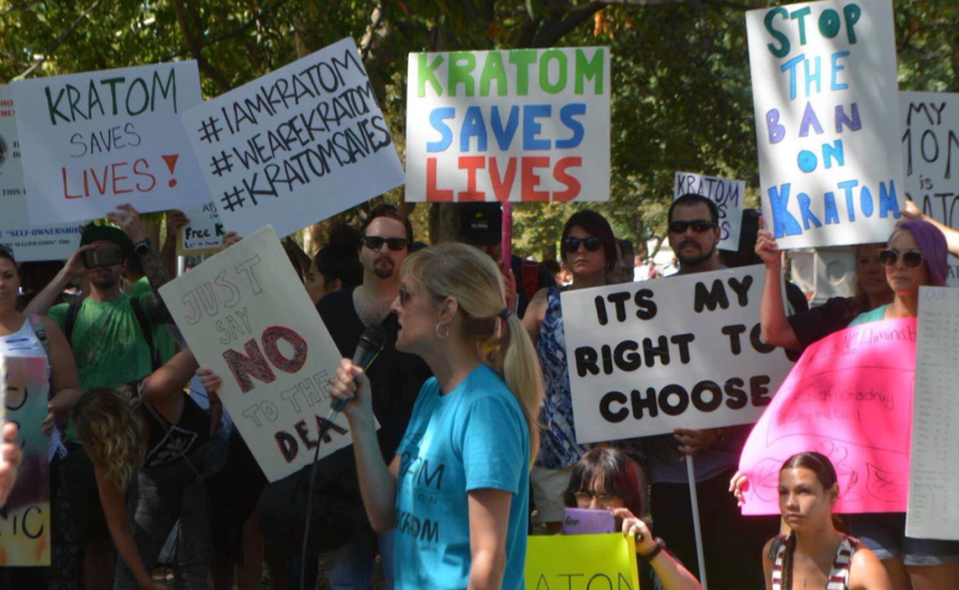 Susan Ash, president of the American Kratom Association, rallies against the kratom ban in Washington, D.C., Sept. 13, 2016.