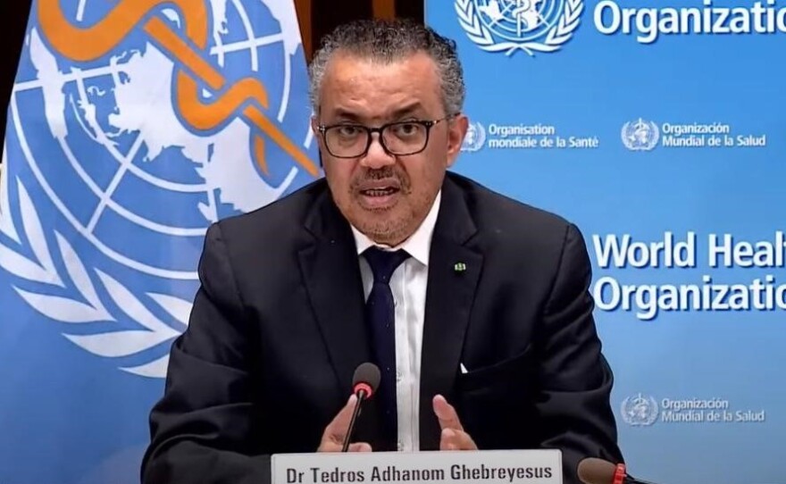 "At present, pathogens have greater power than WHO," World Health Organization leader Tedros Adhanom Ghebreyesus said on Monday. "They exploit our interconnectedness and expose our inequities and divisions." Tedros is seen speaking earlier this month in Geneva, Switzerland.