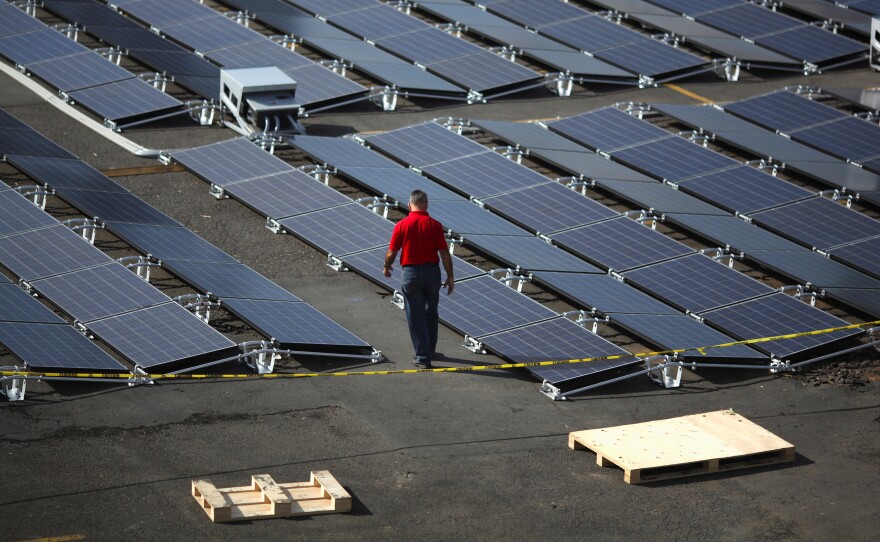 These solar panels were set up by Tesla at the San Juan Children's Hospital after the island was hit by Hurricane Maria.