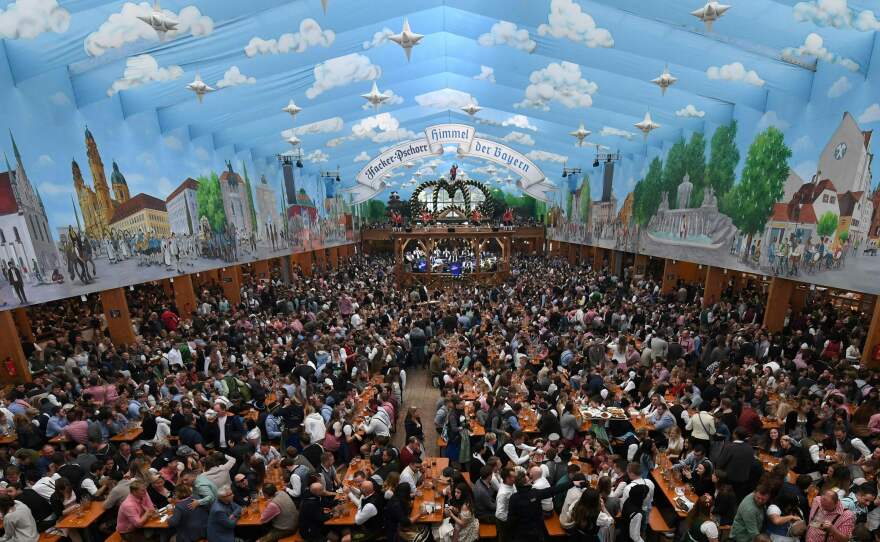 A festival tent of the Oktoberfest beer festival in Munich, southern Germany, last year. Germany's Oktoberfest beer festival will be cancelled in 2020 due to the coronavirus, Bavarian state premier Markus Soeder said Tuesday.