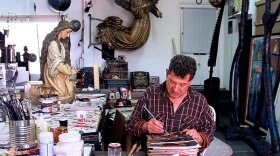The artist Italo Scanga in his San Diego studio.