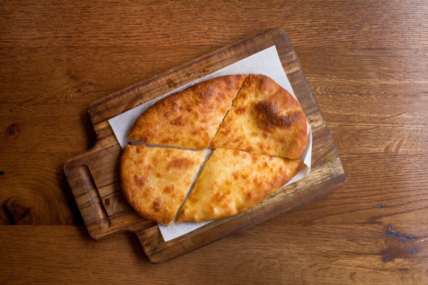 Khachapuri, a traditional Georgian dish of cheese-filled bread