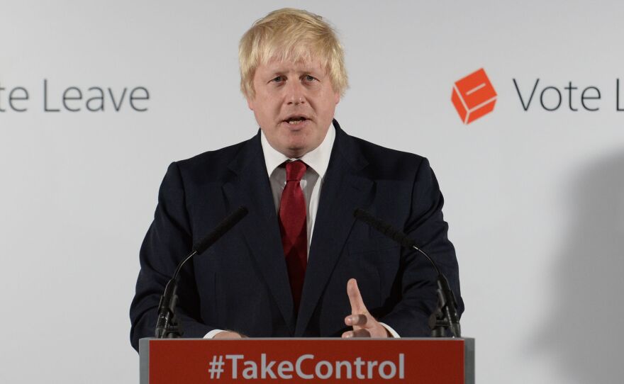 Boris Johnson, a former mayor of London and a strong proponent for Britain's departure from the EU, holds a press conference at Vote Leave headquarters in London on Friday. Johnson is considered a leading contender to replace Prime Minister David Cameron, who announced Friday that he will be stepping down by October.