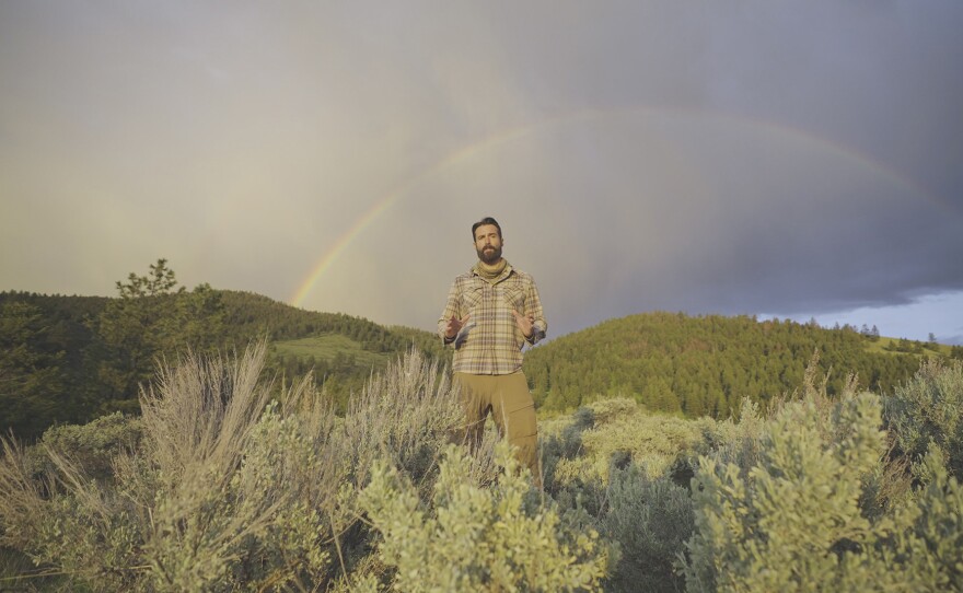 Mountain lion researcher Joshua Lisbon in the field, Florence, Montana.