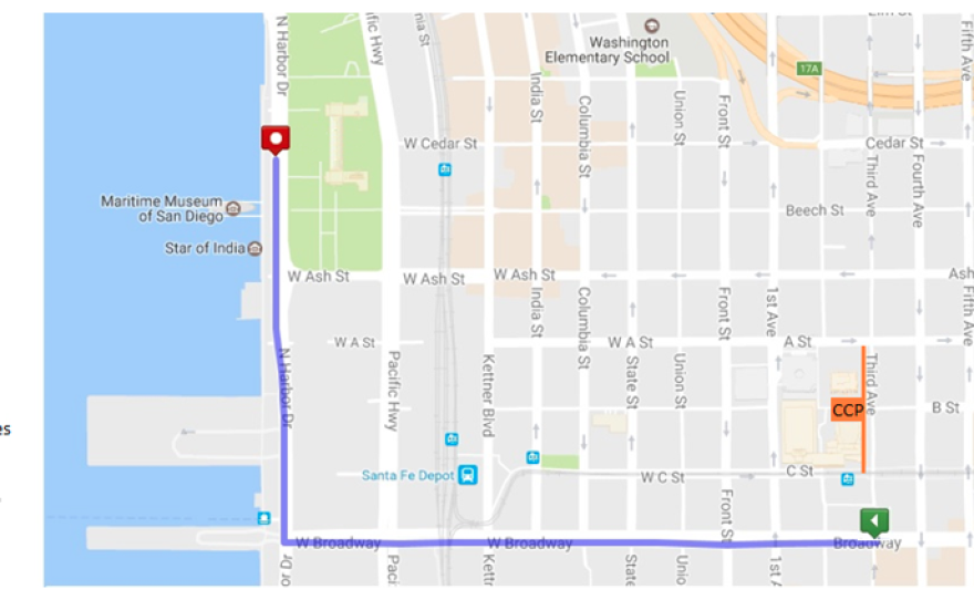 This is the planned route for the San Diego Women's March.