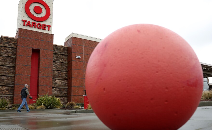 A customer walks into a Target store on Feb. 28 in San Rafael, Calif.