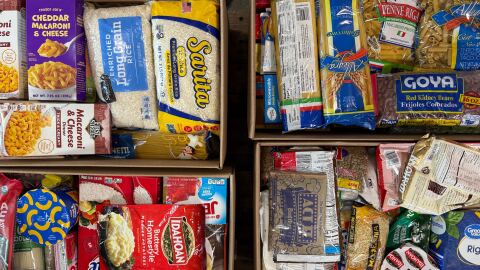 Boxes full of donated food sit inside the food center at San Diego Food Bank's Miramar headquarters on July 15, 2025.