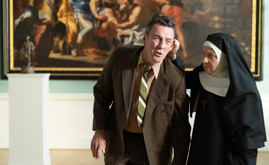 Alfie Lynch (JAY SIMPSON) and Sister Reg (VIRGINIA FIOL) in a scene from SISTER BONIFACE MYSTERIES "My Brother's Keeper"