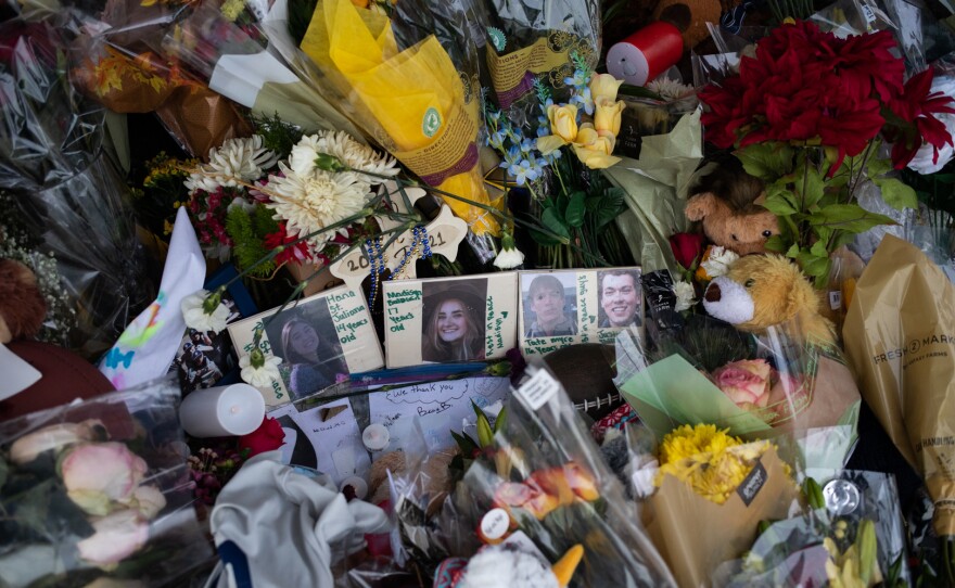 A memorial to the victims of last week's shooting at Oxford High School.