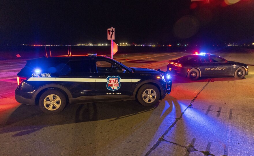 Law enforcement blocks the road in front of the Oneida Bingo and Casino in Green Bay, Wis. on Saturday May 1, 2021 after reports of an active shooter.
