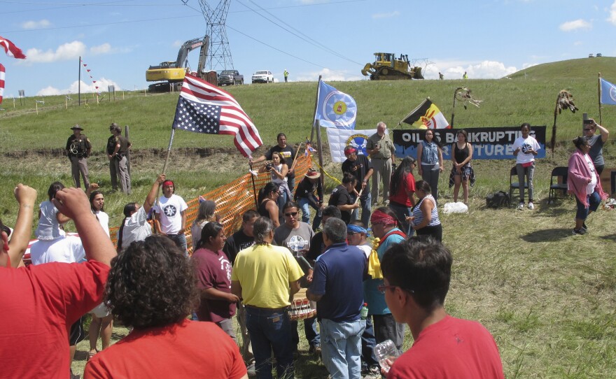 Native Americans held a protest against the Dakota Access oil pipeline near the Standing Rock Sioux Reservation in North Dakota last week.