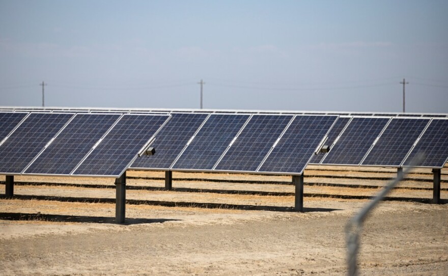 The small Kettleman City Power solar farm shown here in this undated photo provides 21 megawatts of electricity.