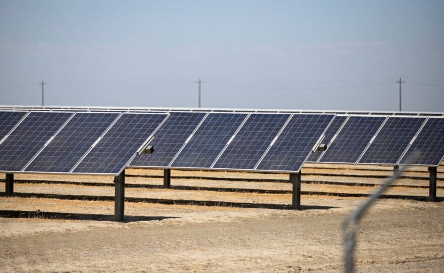 The small Kettleman City Power solar farm shown here in this undated photo provides 21 megawatts of electricity. 