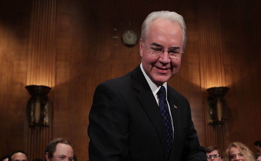 Tom Price, pictured during his Senate hearing on Jan. 18, has been confirmed as secretary of Health and Human Services.