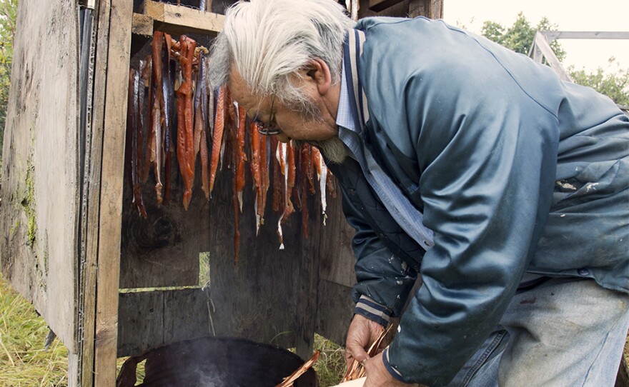 Elmer Goodwin smoking salmon