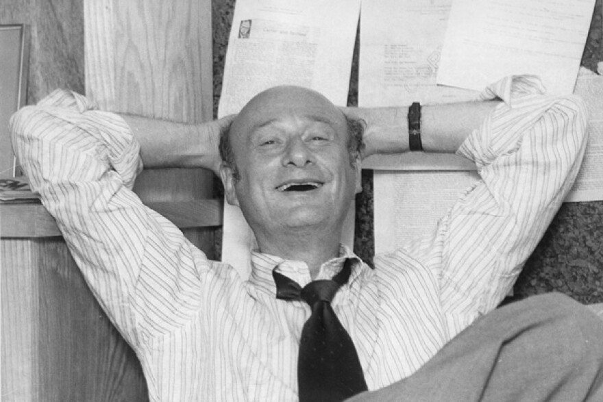 Ed Koch in the office of his campaign manager, David Garth, September 1977.