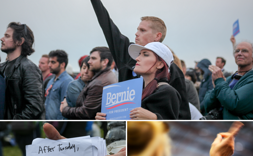 Sanders' call to a revolution has been answered at recent rallies with gestures of anger toward the status quo and distrust of the Democratic Party's primary process.