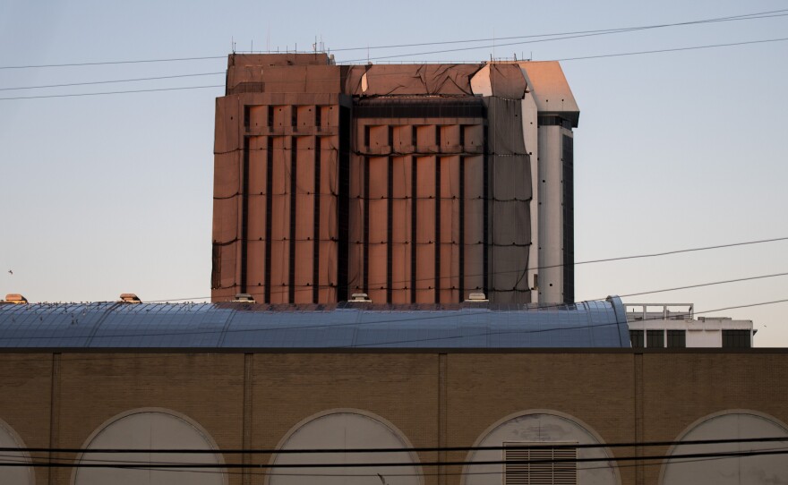 Evening light illuminates the Trump Plaza Hotel & Casino earlier this year in Atlantic City, N.J. The city's mayor, Marty Small, says that the right bid will buy one lucky person the right to activate the casino's planned implosion next month.