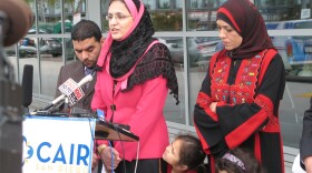 Irum Abassi, speaking at a news conference outside Lindbergh Field about how she got kicked off a Southwest Airlines plane. 