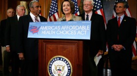 U.S. Speaker of the House Rep. Nancy Pelosi (D-CA) (C) speaks as (L-R) Rep. Fortney Pete Stark (D-CA), House Democratic Leader Rep. Steny Hoyer (D-MD), Rep. Charles Rangel (D-NY), Rep. George Miller (D-CA) and Rep. Robert Andrews (D-NJ) listen during a news conference on the healthcare reform bill July 17, 2009 on Capitol Hill in Washington, DC. 