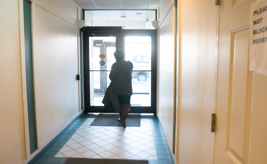 Pauletta Jackson walks out of the medical building after seeing Dr. Chapman.