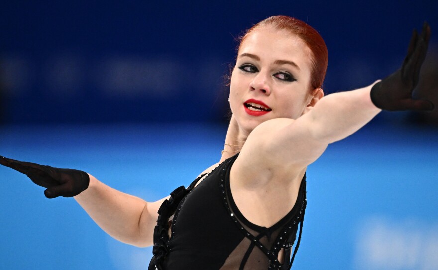 Russia's Alexandra Trusova competes in the women's free skating program during the Beijing 2022 Winter Olympic Games.