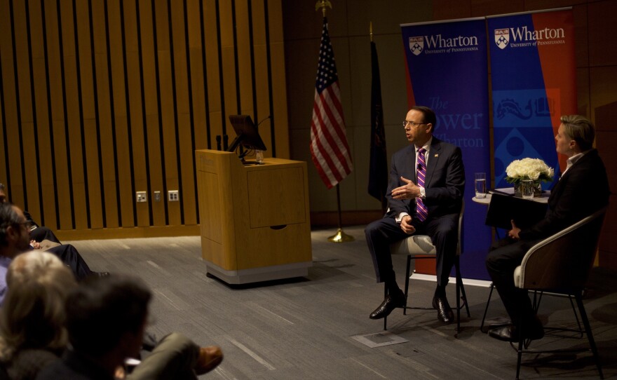 During a speech at the Wharton School of the University of Pennsylvania in Philadelphia, Rosenstein talked about the duty of government lawyers to do their jobs even if it incurs criticism.