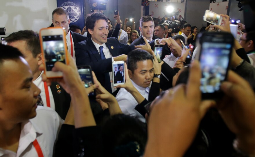 Trudeau, surrounded by admirers at November's Asia-Pacific Economic Cooperation summit in Manila, the Philippines, was dubbed a "hottie" by the Filipino media.