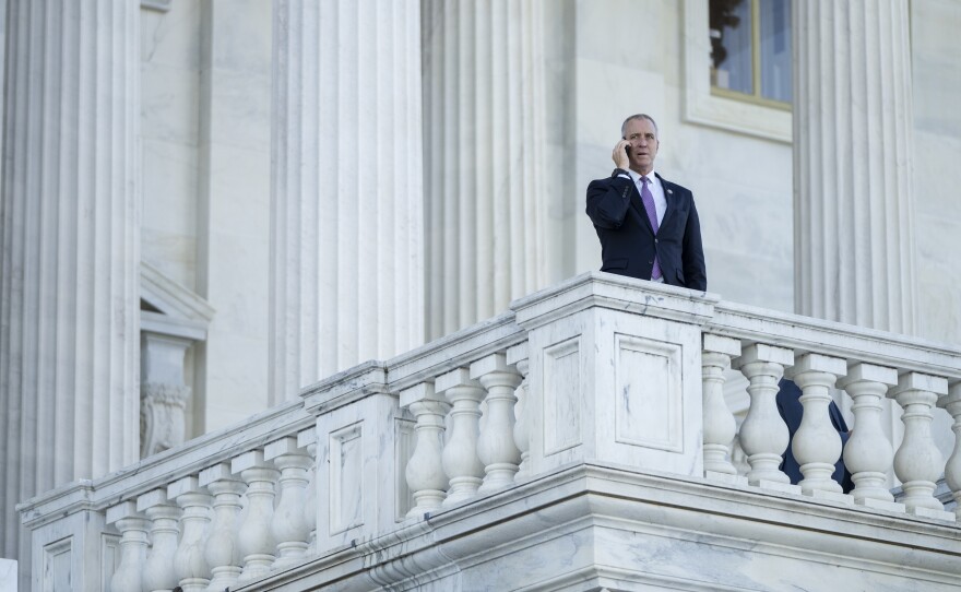 Rep. Sean Patrick Maloney, D-N.Y., talks on the phone outside the U.S. Capitol on Sept. 29, 2021.