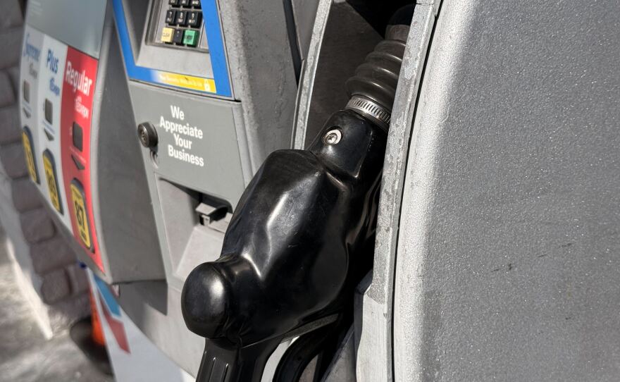 Gas pump at a Chevron station in Chula Vista on March 5, 2026.