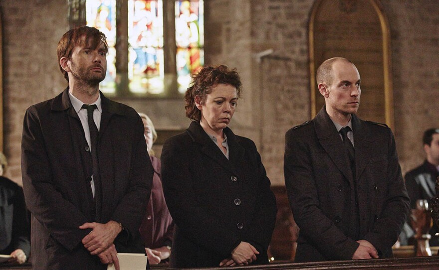 DAVID TENNANT as Alec Hardy, OLIVIA COLMAN as Ellie Miller and MATTHEW GRAVELLE as Joe Miller