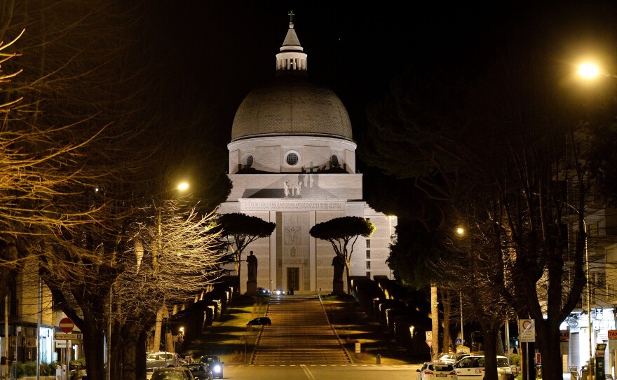 The Saints Peter and Paul basilica is in Rome's EUR district. The area has seen a rise in prostitution, and authorities have approved plans for a red light zone where prostitution will be officially tolerated in certain areas. While much of the community appears to support the move, Catholic groups are among those opposed, saying it legitimizes the exploitation of women.