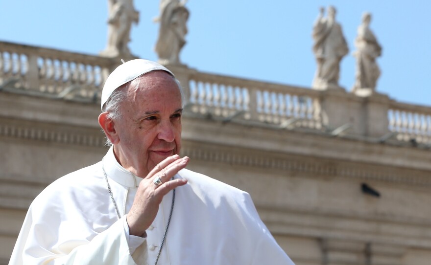 In an interview this week, Pope Francis criticized the phrasing about temptation in the Lord's Prayer. The pontiff is pictured here at the Vatican in April.