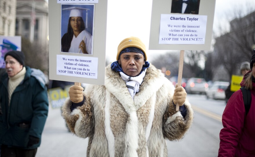 Movita Johnson-Harrell from Philadelphia marched down Constitution Ave. as part of the rally. Movita lost her 18-year-old son, Charles Johnson, to gun violence in 2011.