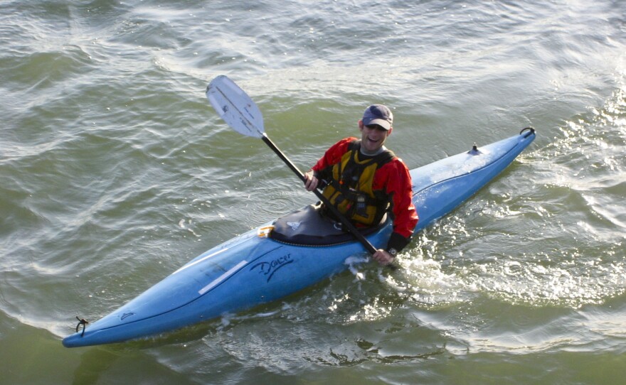 Stephen Linaweaver has been kayaking from Oakland, Calif., to work in San Francisco for four years.
