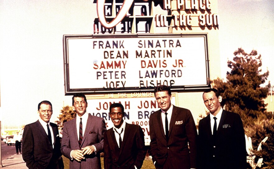 Frank Sinatra, Dean Martin, Sammy Davis, Jr., Peter Lawford and Joey Bishop pose in publicity photo for the film "OCEAN’S ELEVEN" (1960) from the documentary "Sammy Davis, Jr.: I've Gotta Be Me."