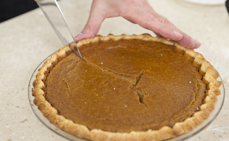 Pumpkin pie filling is naturally gluten-free, so we weren't worried about changing it. But baking a gluten-free pie crust meant tinkering with the Test Kitchen's favorite recipe.