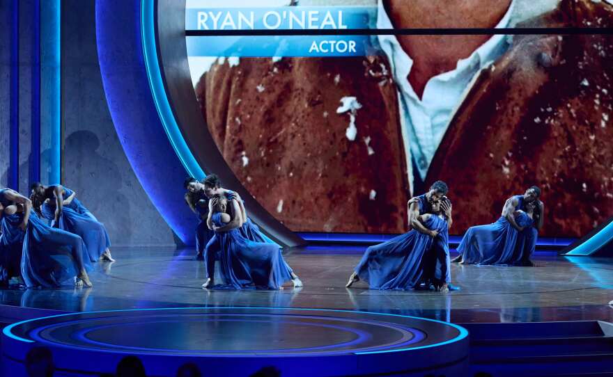 Performers during Matteo Bocelli and Andrea Bocelli performance onstage during In Memoriam segment of the live ABC telecast of the 96th Oscars® at the Dolby® Theatre at Ovation Hollywood on Sunday, March 10, 2024.