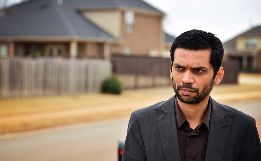 Chirag Patel stands in his neighborhood in Madison, Ala., where his father, Sureshbhai Patel, was severely injured by police. Visiting from India, the elder Patel was staying with his son, his wife and child in their Madison home.