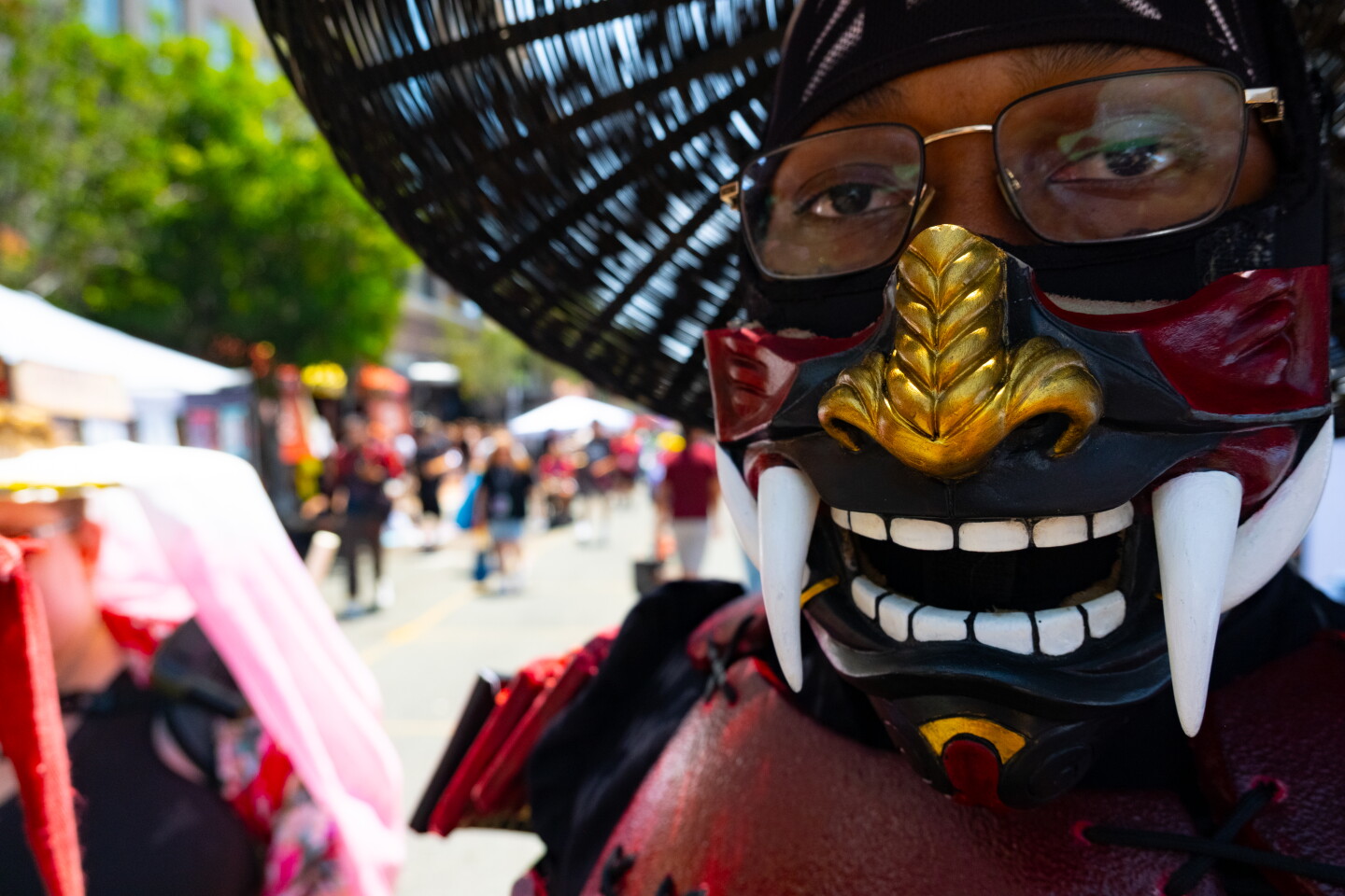 Ray McGaughy of Poway is dressed as a samurai warlord during Comic-Con, July 24, 2026.
