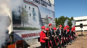 San Diego State University officials celebrate the construction of the Engineering and Interdisciplinary Sciences Complex, Nov. 6, 2015. 