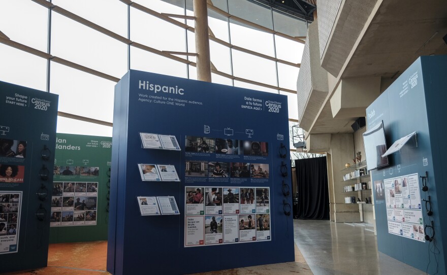 The Census Bureau showcased its Spanish-language posters and commercials for the 2020 census advertising campaign at Arena Stage in Washington, D.C., in January 2020.