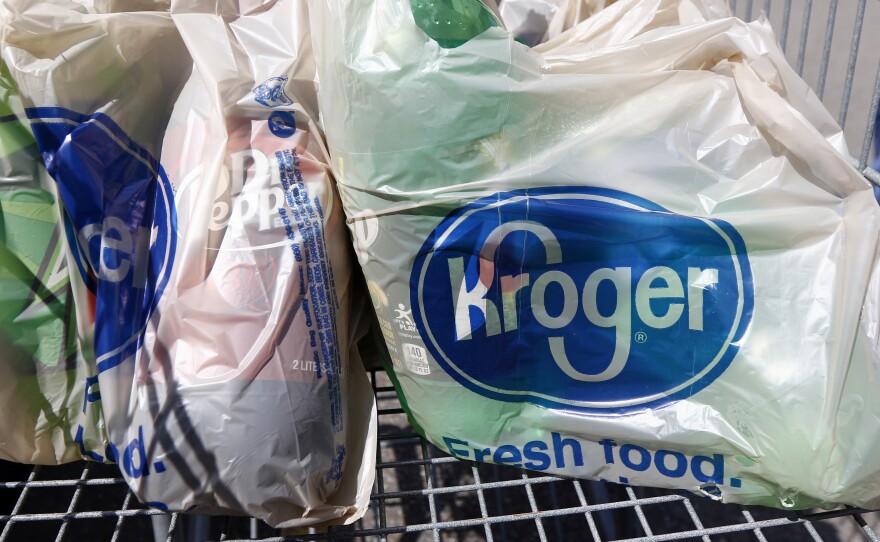 Single-use plastic bags like these are going to be phased out by Kroger supermarkets.