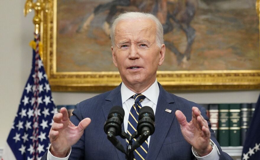 President Biden speaks about trade with Russia from the Roosevelt Room of the White House in Washington, D.C, on March 11, 2022.