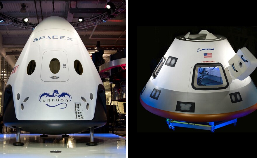The new capsules are being built by Boeing and SpaceX. They look similar, but there are differences.