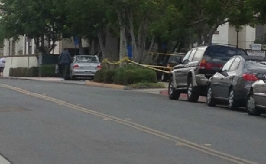 The scene outside of the Chula Vista apartment complex where one person was killed, Nov. 14, 2014.