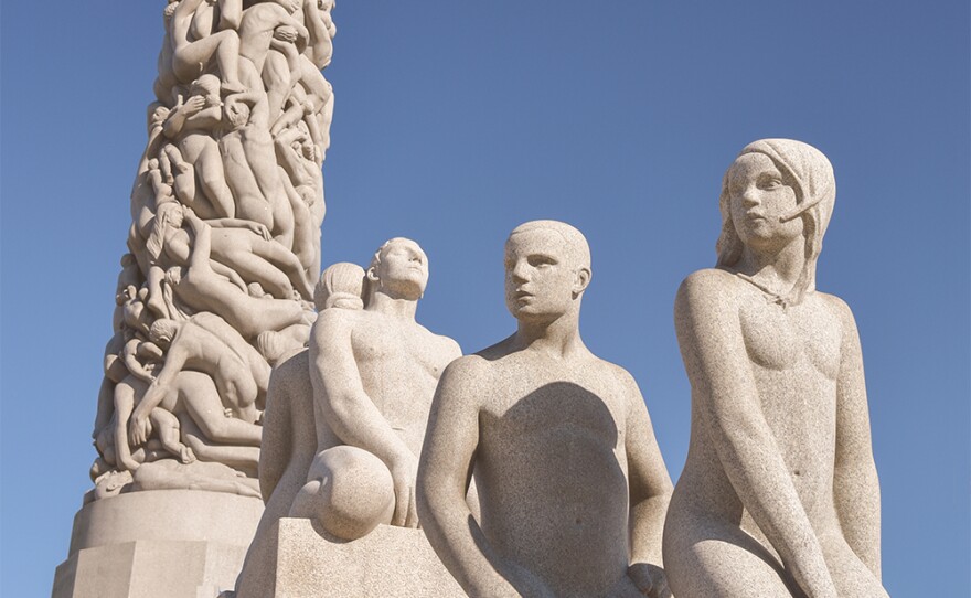 Gustav Vigeland’s sculptures (1924–1943), including "Monolith of Life," in Vigeland Park, Oslo.