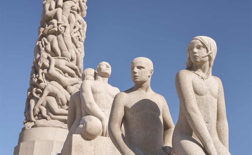 Gustav Vigeland’s sculptures (1924–1943), including "Monolith of Life," in Vigeland Park, Oslo. 